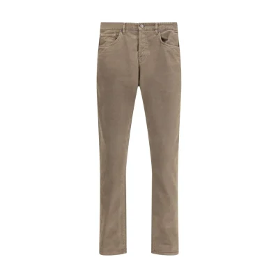 Beige Cotton Casual Pants