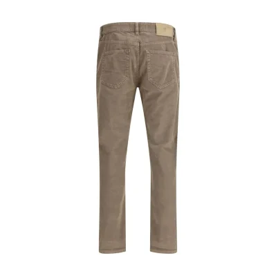 Beige Cotton Casual Pants