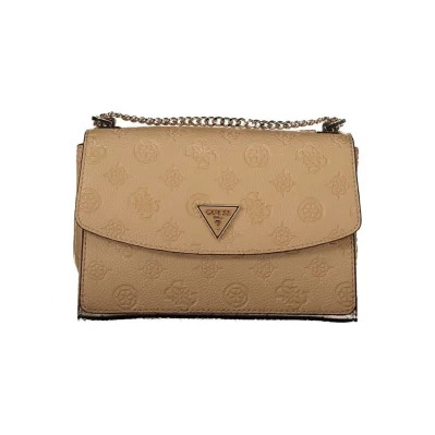 Beige Polyurethane Women's Shoulder Bag