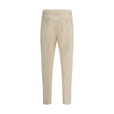Beige Cotton Casual Pants