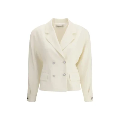 Cream Fleece Wool Blazer