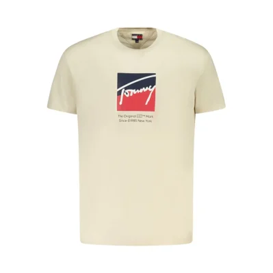 Beige Cotton Men T-Shirt