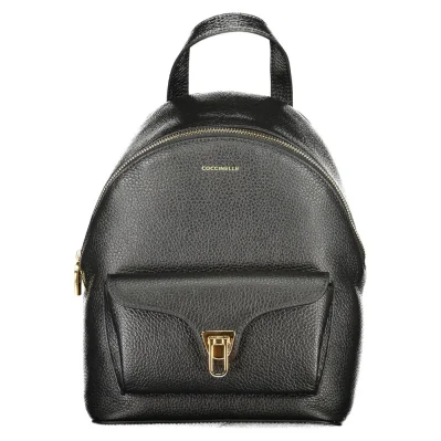 Black Leather Women Backpack