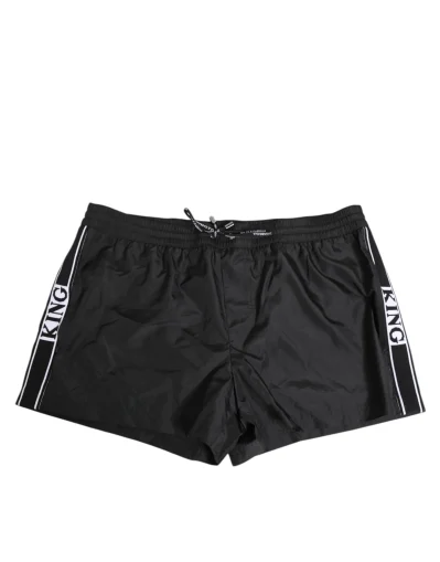 Black Nylon KING Sideband Men Boxer Shorts Swimwear