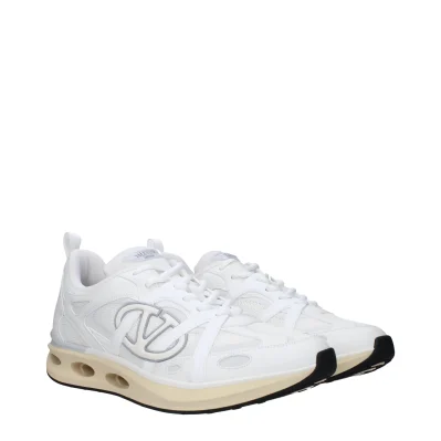 White Fabric Athletic Sneakers
