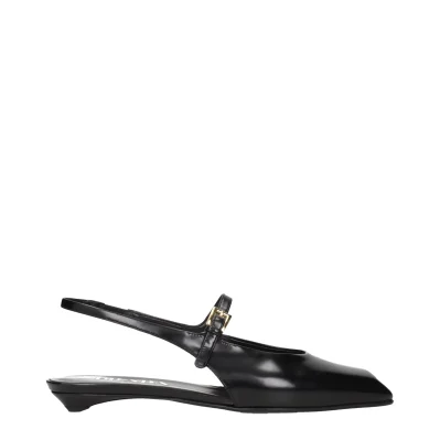 Black Leather Flat Sandals