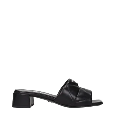 Black Leather Flat Sandals