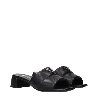 Black Leather Flat Sandals