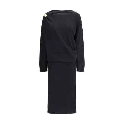 Black Fleece Wool Casual Dress