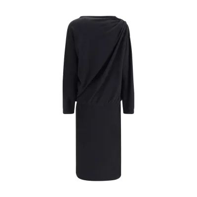 Black Fleece Wool Casual Dress