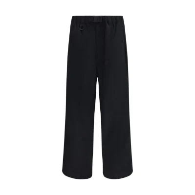 Black Nylon Casual Pants