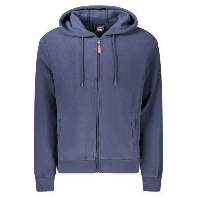 Blue Polyester Men's Hooded Sweater