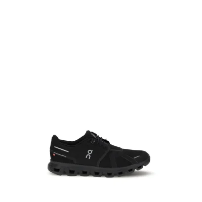 Black Polyurethane Athletic Sneakers