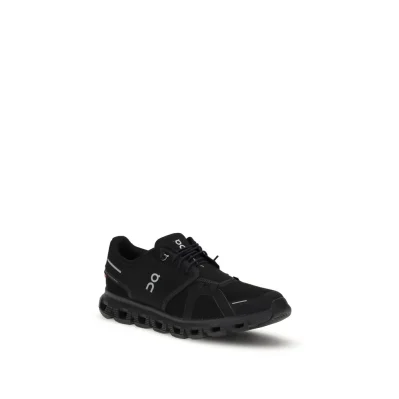 Black Polyurethane Athletic Sneakers