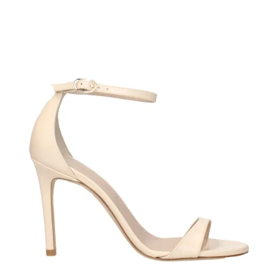 Beige Leather Stiletto Heel Sandals