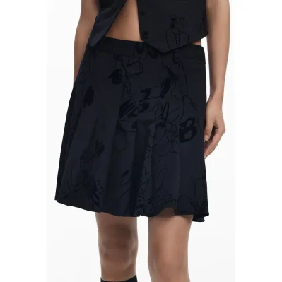 Black Polyester Women Skirt