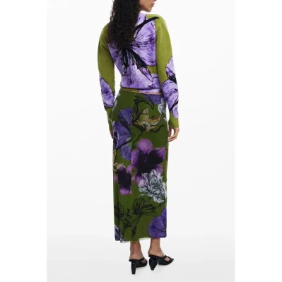 Green Polyester Women Skirt