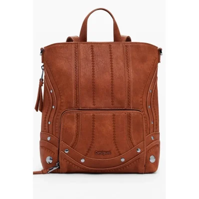 Brown Polyethylene Women Mini Backpack