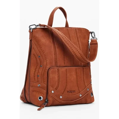 Brown Polyethylene Women Mini Backpack