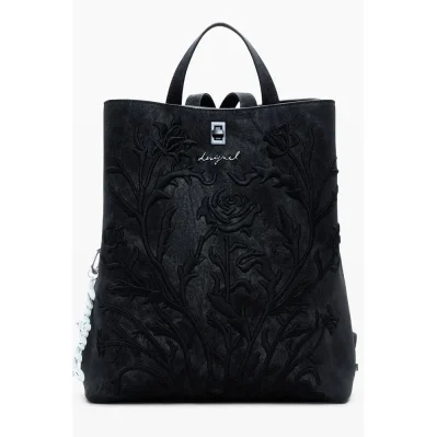Black Polyethylene Women Backpack