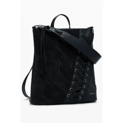 Black Polyethylene Women Backpack