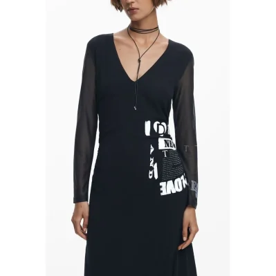 Black Polyester Women Dress