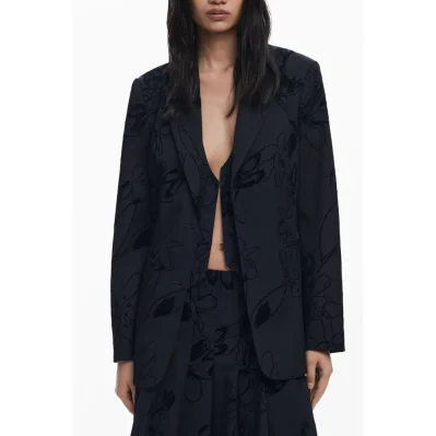 Black Polyester Women Jacket