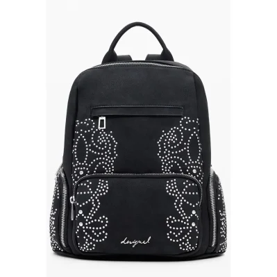Black Polyethylene Women Backpack