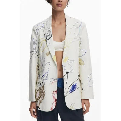 White Polyester Women Jacket