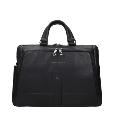Black Leather Business And Laptop Bag