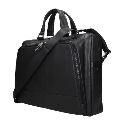 Black Leather Business And Laptop Bag