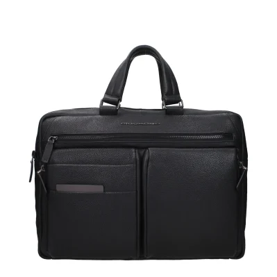 Black Leather Business And Laptop Bag