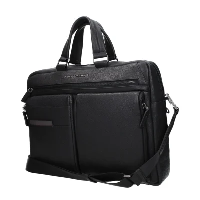 Black Leather Business And Laptop Bag