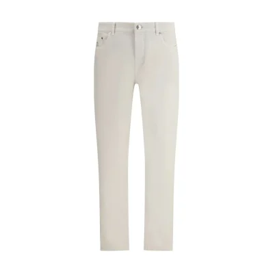White Cotton Slim Fit Jeans
