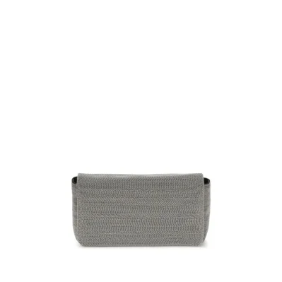 Gray Leather Shoulder Bag