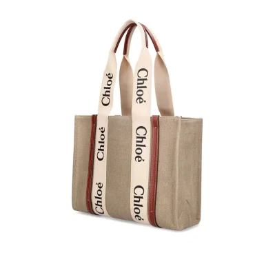 Beige Linen Tote Bag