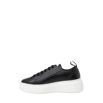 Black Artificial Leather Low Top Sneakers