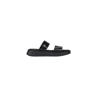 Black Leather Flat Sandals