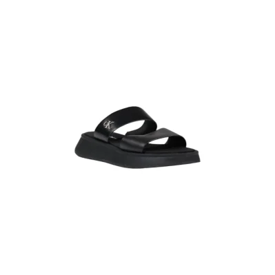 Black Leather Flat Sandals