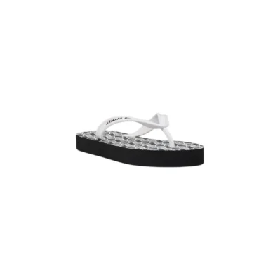Black And White Rubber Flip-Flop Sandals