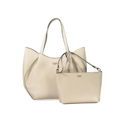 Beige Polyethylene Women Handbag