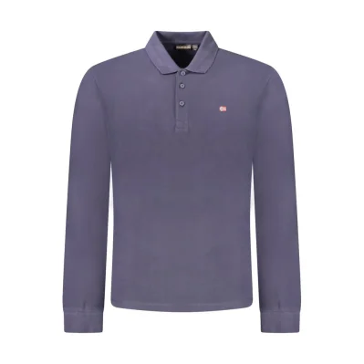 Blue Cotton Men Polo Shirt