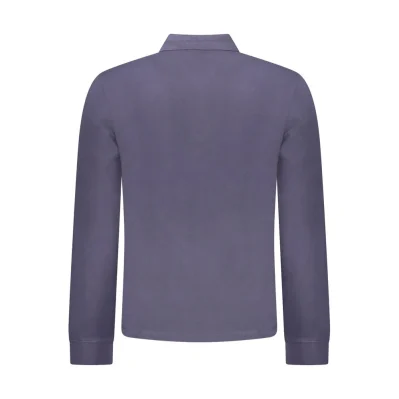 Blue Cotton Men Polo Shirt