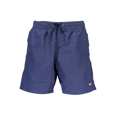 Blue Polyamide Men's Swim Boxer