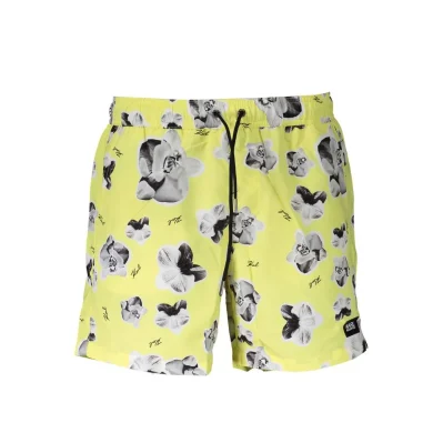 Yellow Polyester Men's Swim Boxer