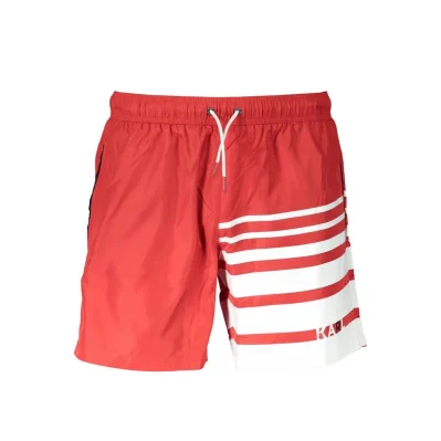 Red Polyester Men's Swim Boxer