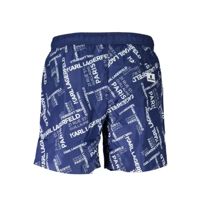 Blue Polyester Men's Swim Boxer
