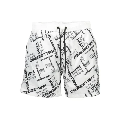 White Polyester Men's Swim Boxer
