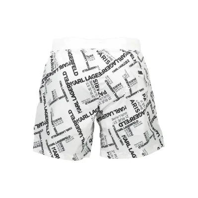 White Polyester Men's Swim Boxer