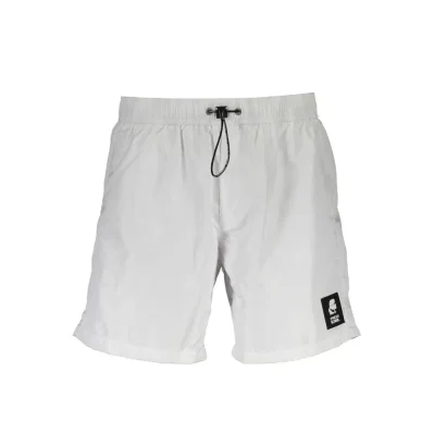 White Polyester Men's Swim Boxer